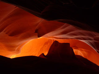 Monument Valley in the sandstone at Antelope Canyon.