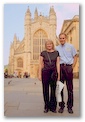 My wife and I in front of Abbey Church, Bath, England