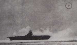 Image showing the USS Lexington before being hit by a Japanese kamikaze plane during WWII 