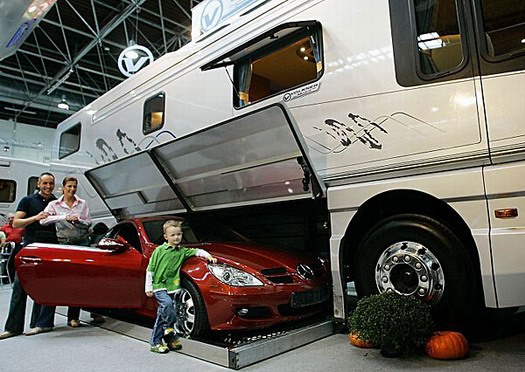 Volkner German RV with hideaway for your vehicle