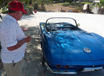 Sea Breeze RV Park owner describing the renovations done on his beautiful Corvette Stingray.