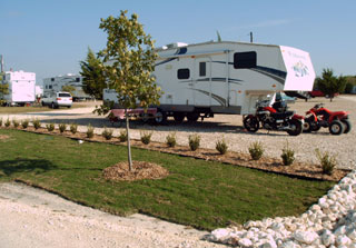 One of the manicured sites at the Texan RV Ranch