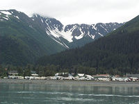 Looking towards Godwin Glacier across from Seward harbor.