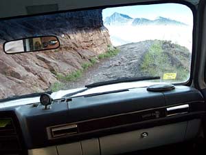 Riding on the "highway" up to Tomboy, the same route that miners used.