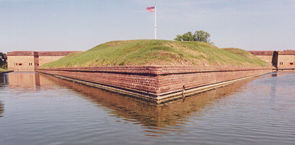 Viewing the outside moat of Fort Pulaski
