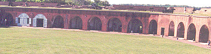 Interior wall of Fort Pulaski which was breached during the Civil War by rifle-cannon fire.