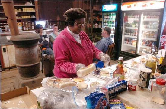 Serving burgers at the Learned, Ms. country store 