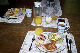 Breakfast included pastries, bagels, and fruit