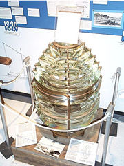 The fresnel lens from the original Ship Island lighthouse