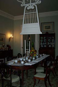 A huge punka hangs over the breakfast table at Linden