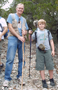 Taking a break while hiking along Long Canyon in Austin