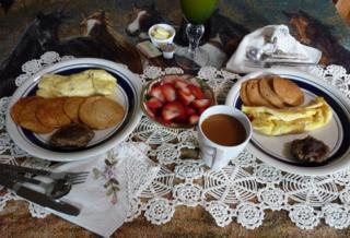 Breakfast delivered in a decorative basket to your cabin