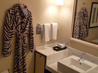 Get in touch with your animal side in your Zebra bathrobe..