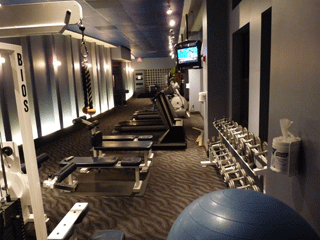The fitness area offers the latest workout equipment with TVs and a Jacuzzi