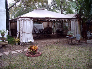 The garden area is a welcome retreat, and also has a unique water wall, popular for weddings