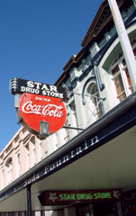 The signature sign of Star Drug Store in Galveston