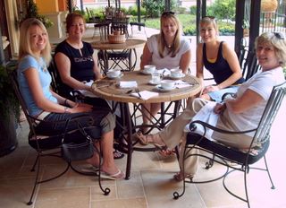 Friends enjoying a morning breakfast at the Hotel Granduca