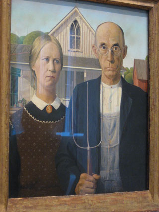 1930 oil painting by Grant Wood, American Gothic.