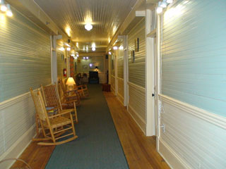 Wide hallways of the Balsam Mountain Inn
